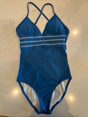 Lands End Blue One Piece Swimsuit Size 4 Tall